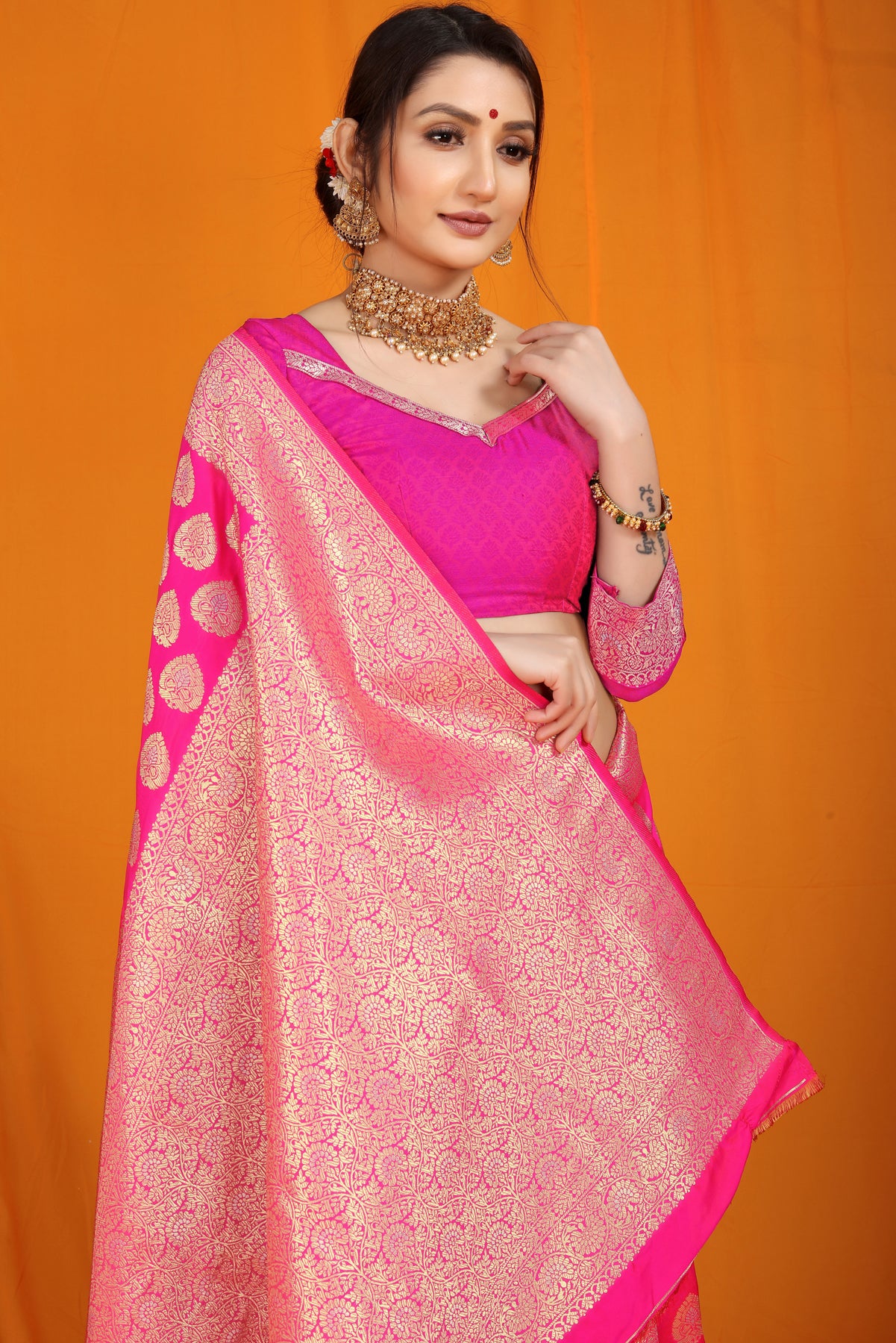 Pink Kanchipuram Pattu Silk Saree