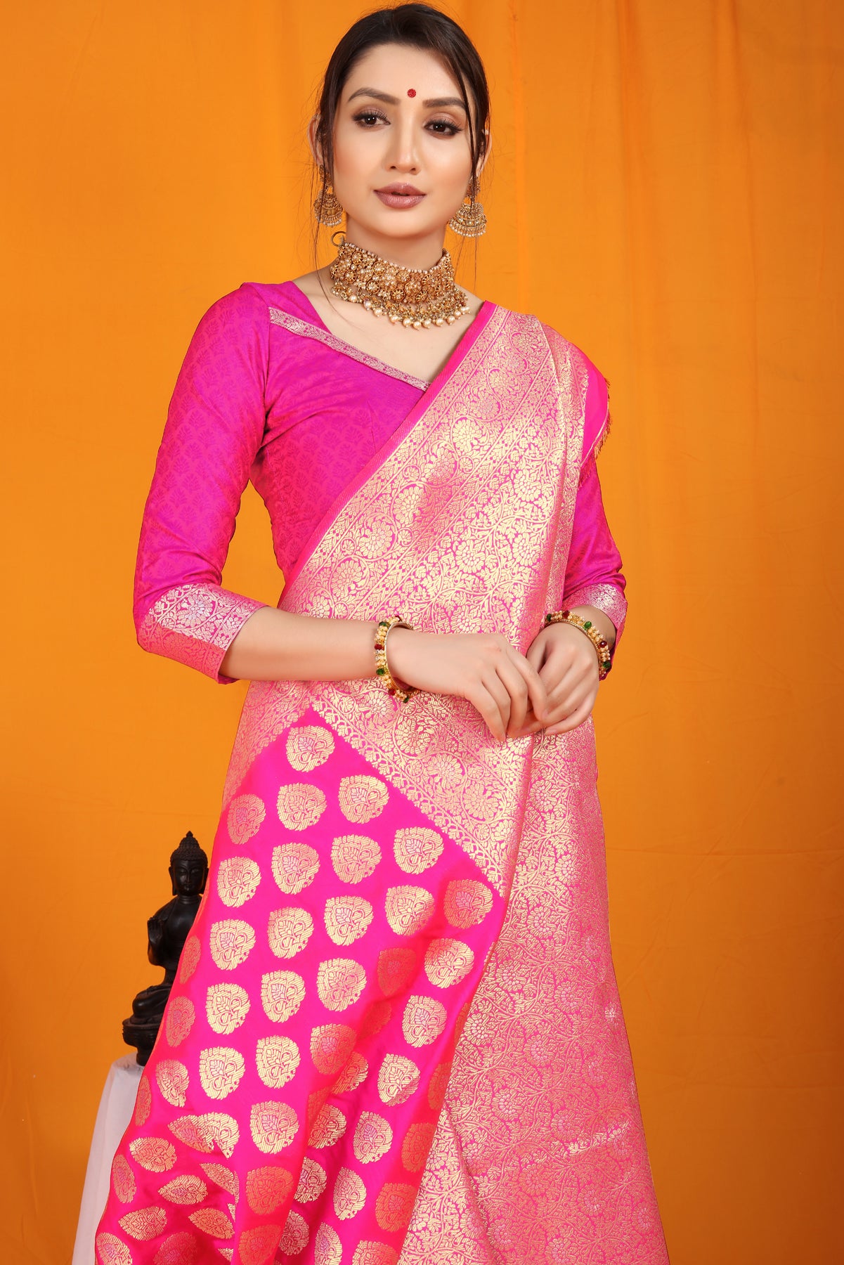 Pink Kanchipuram Pattu Silk Saree