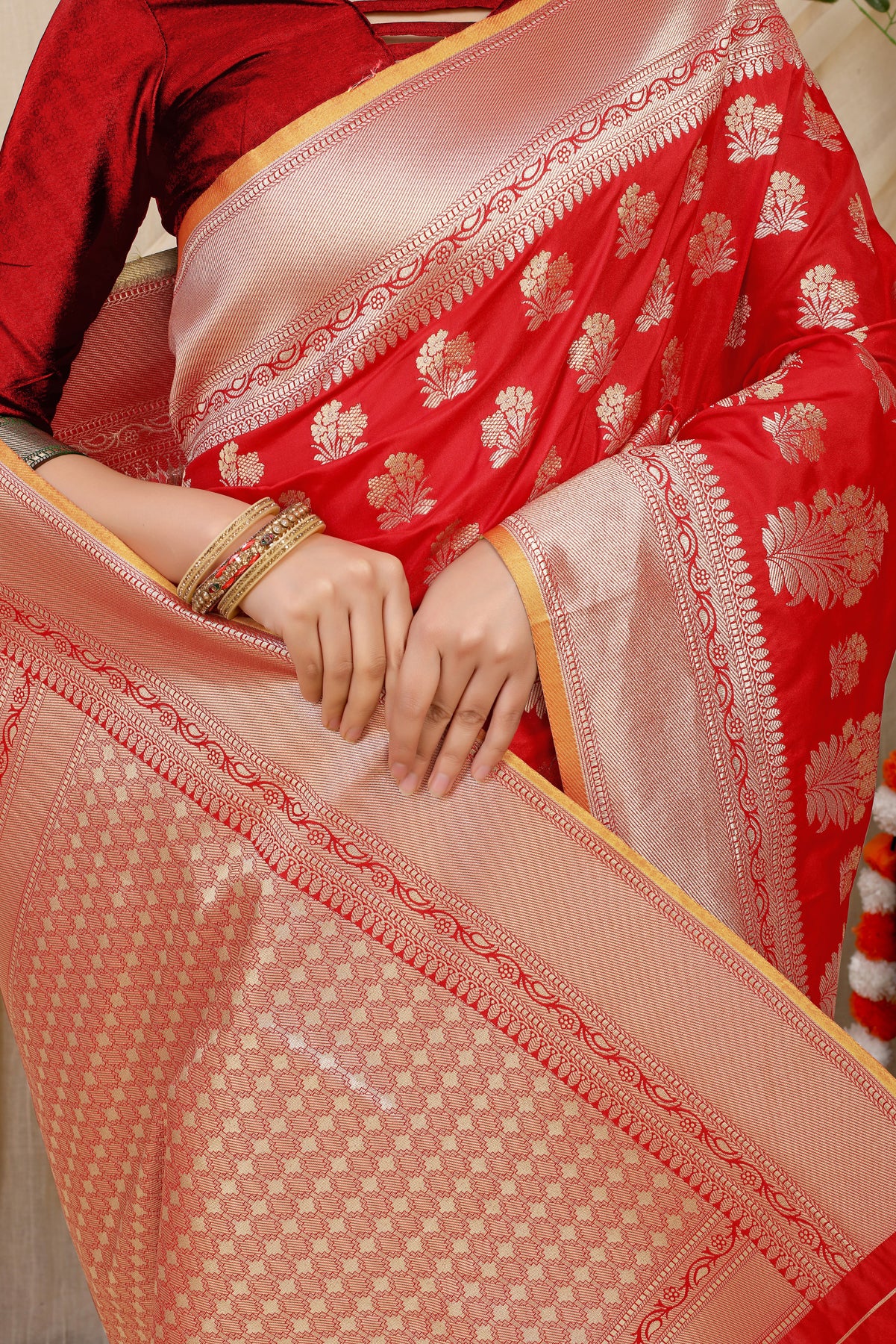 Red Kanchipuram Pattu Silk Saree