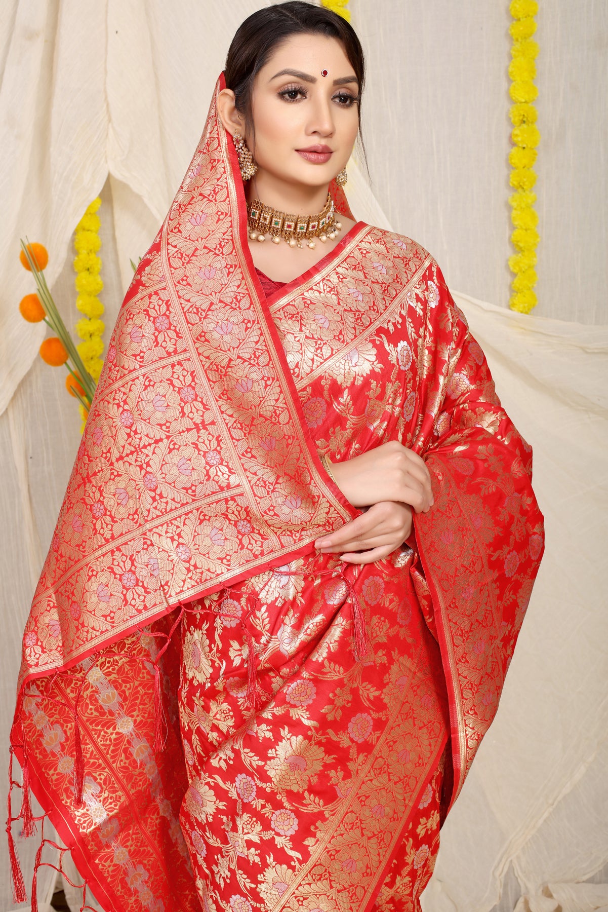 Red Kanchipuram Pattu Silk Saree