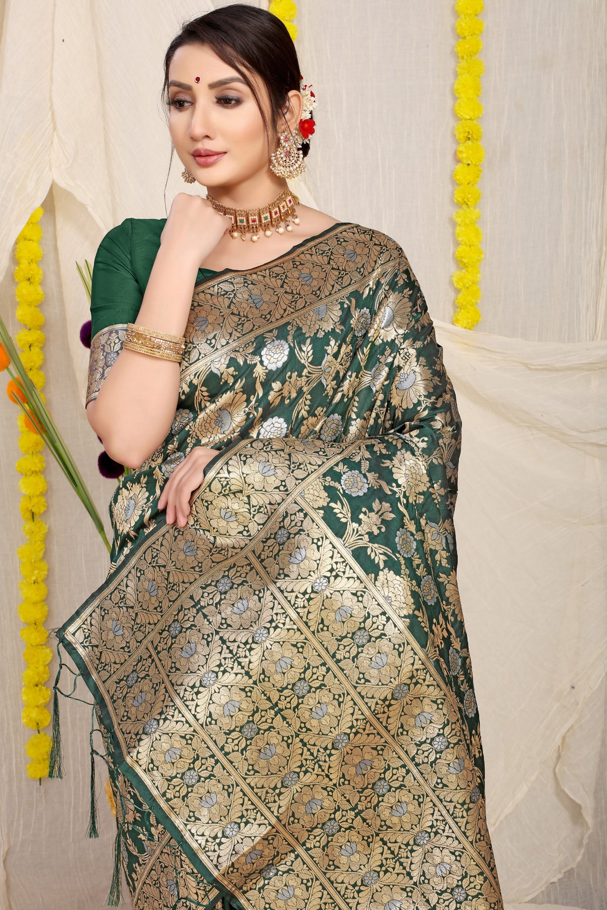 Green Kanchipuram Pattu Silk Saree Silk Saree