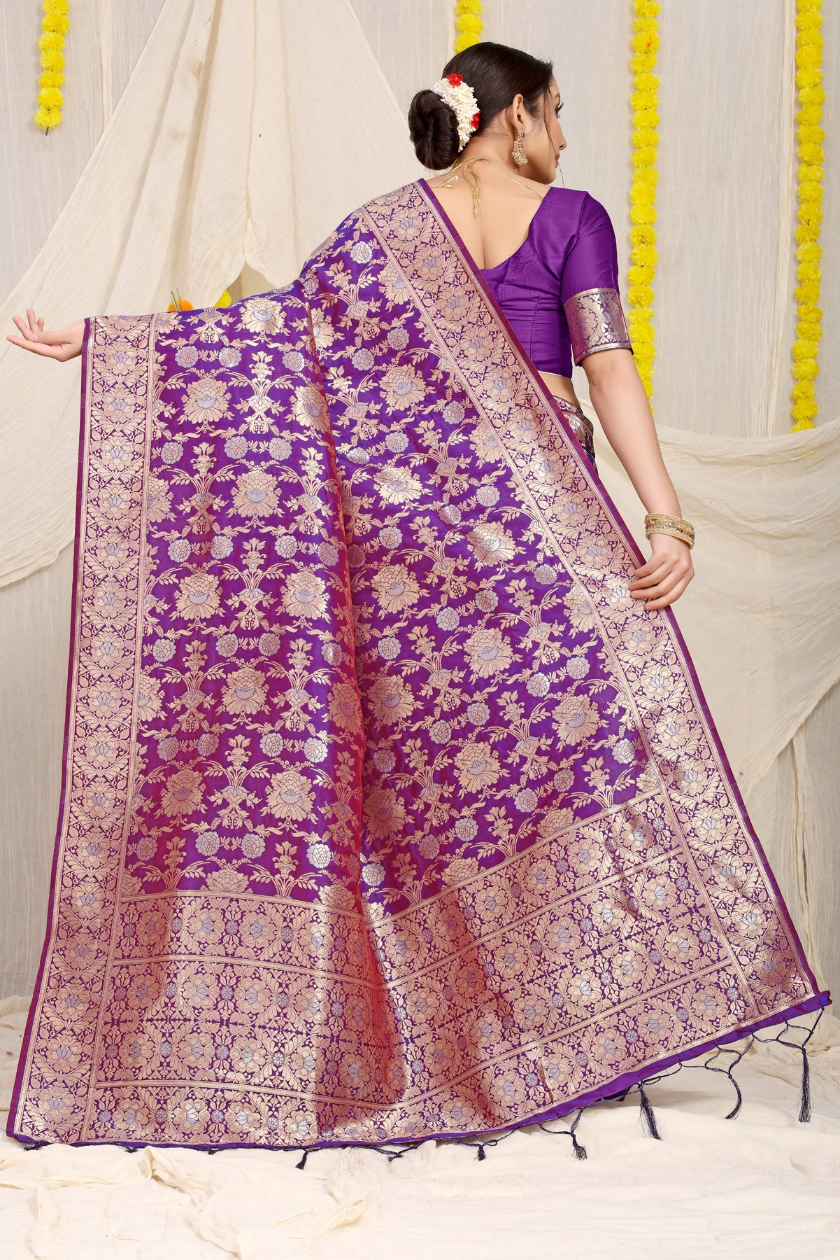Light Purple Kanchipuram Pattu Silk Saree Silk Saree