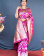 Dark Pink Kanchipuram Pure silk handloom saree with Pure Zari