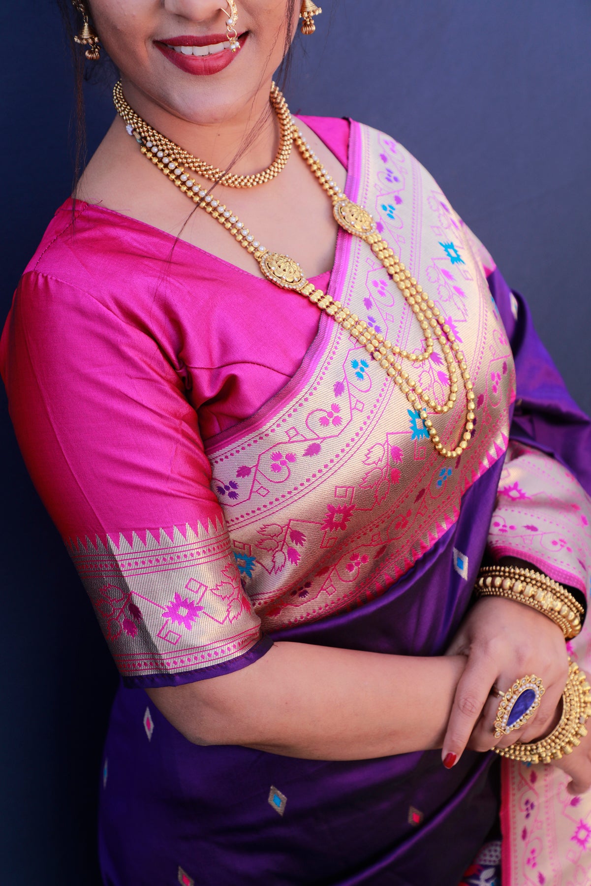 Purple Paithani Silk Saree With Zari Weaving Banarasi Silk Saree