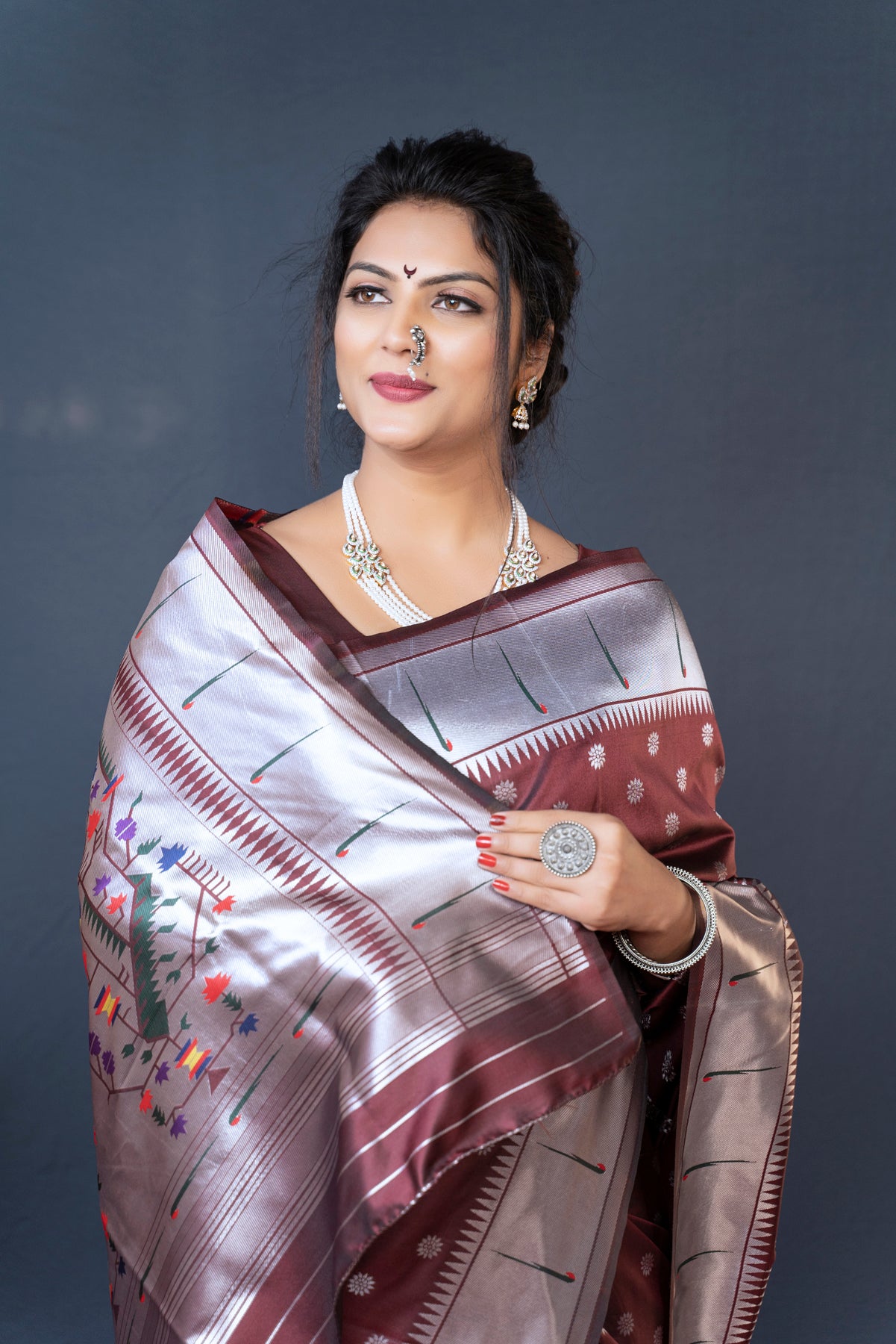 Maroon Soft Silk Maharashtrian Paithani Saree