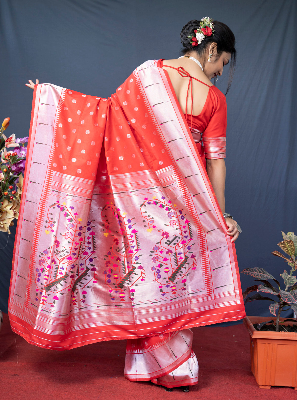 Red Soft Silk Maharashtrian Paithani Saree