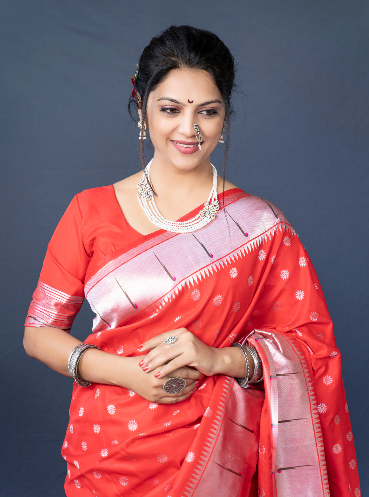 Red Soft Silk Maharashtrian Paithani Saree