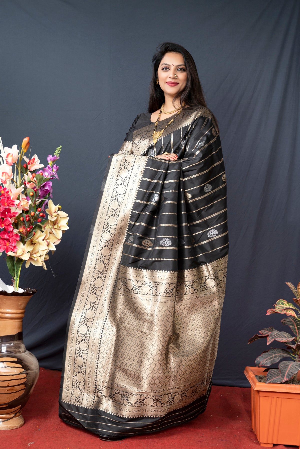 Black Soft Silk Banarasi Saree