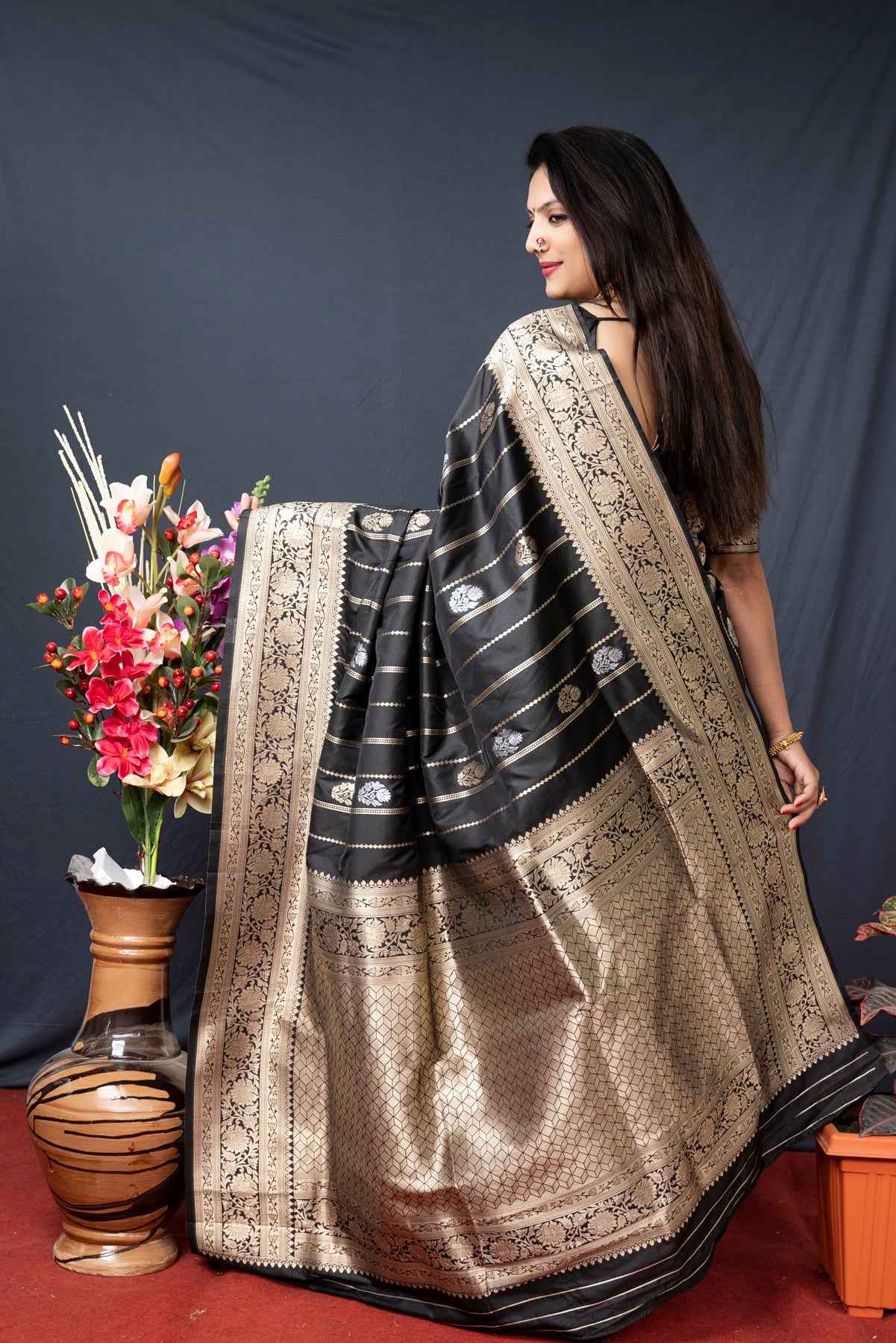 Black Soft Silk Banarasi Saree