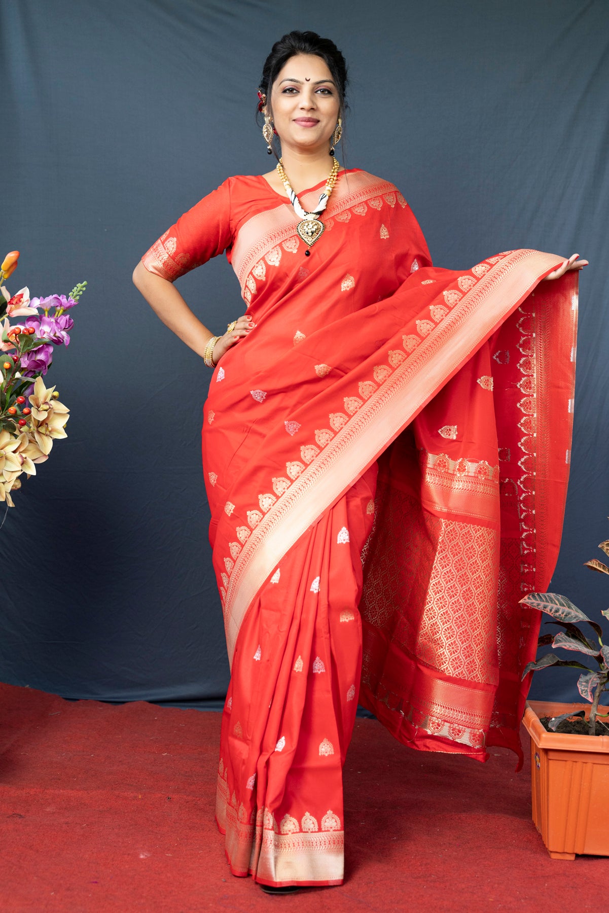 Red Soft Handloom Banarasi Silk