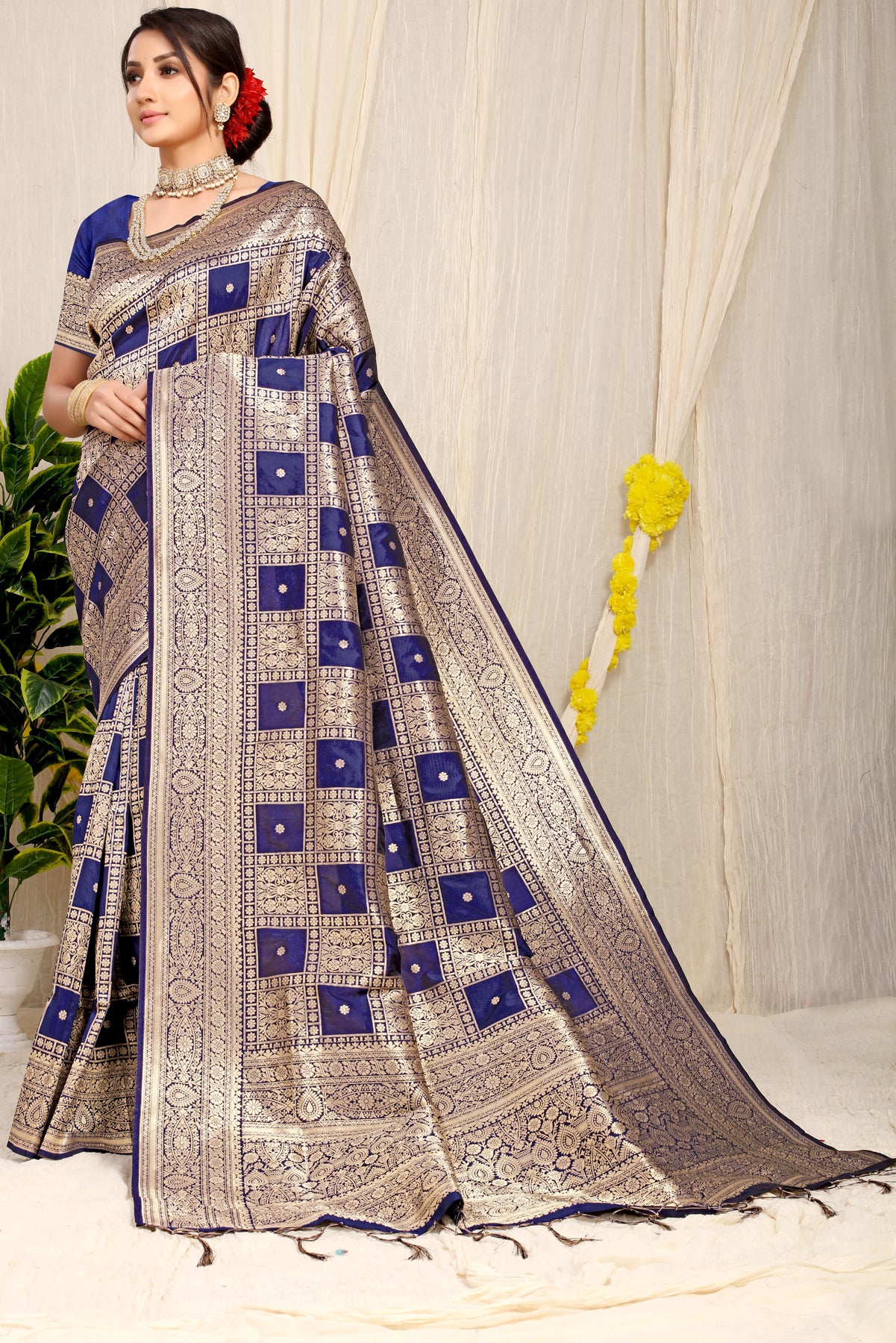 Navy Pattu Kanjivaram Silk Saree