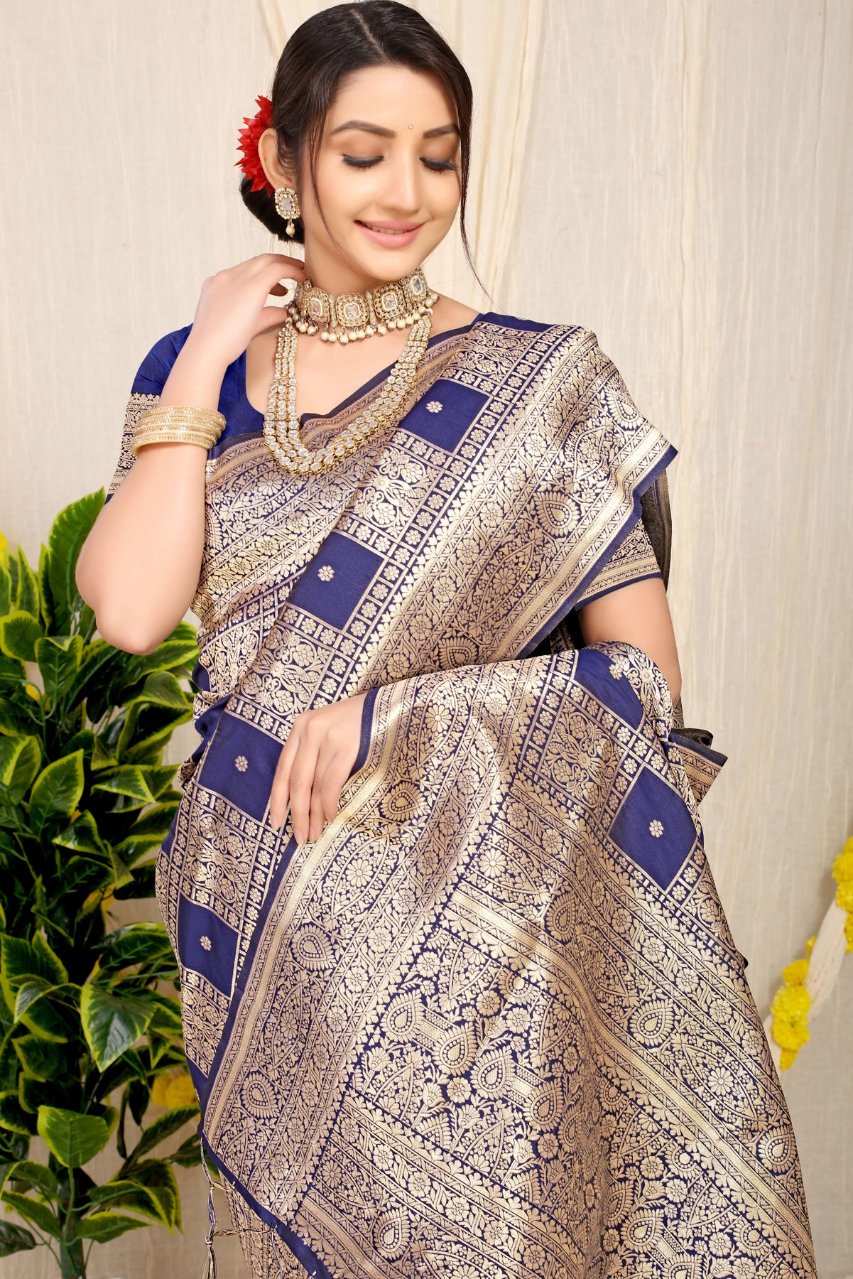 Navy Pattu Kanjivaram Silk Saree