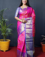 Pink And Blue Kanchipuram Handloom pattu Weaving Banarasi Silk Saree